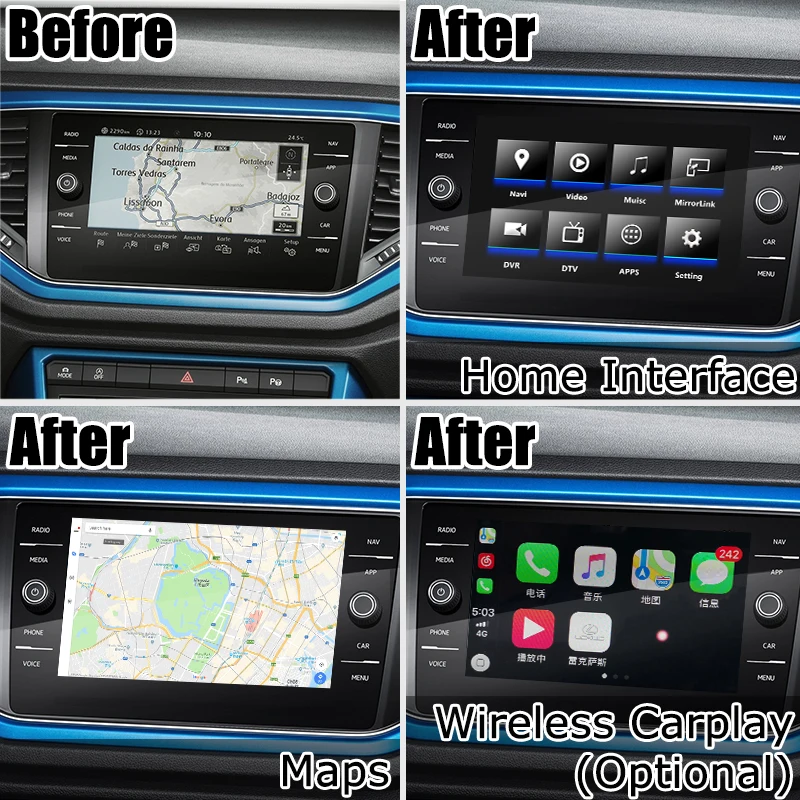 Андроид/carplay интерфейсный блок для Volkswagen T ROC 6 5 8 9 2 &quotОткройте себя pro MQB MIB MIB2 видео