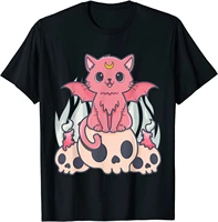 kawaii pastel goth cute creepy demon cat and skull anime art t shirt best seller new arrival 2021