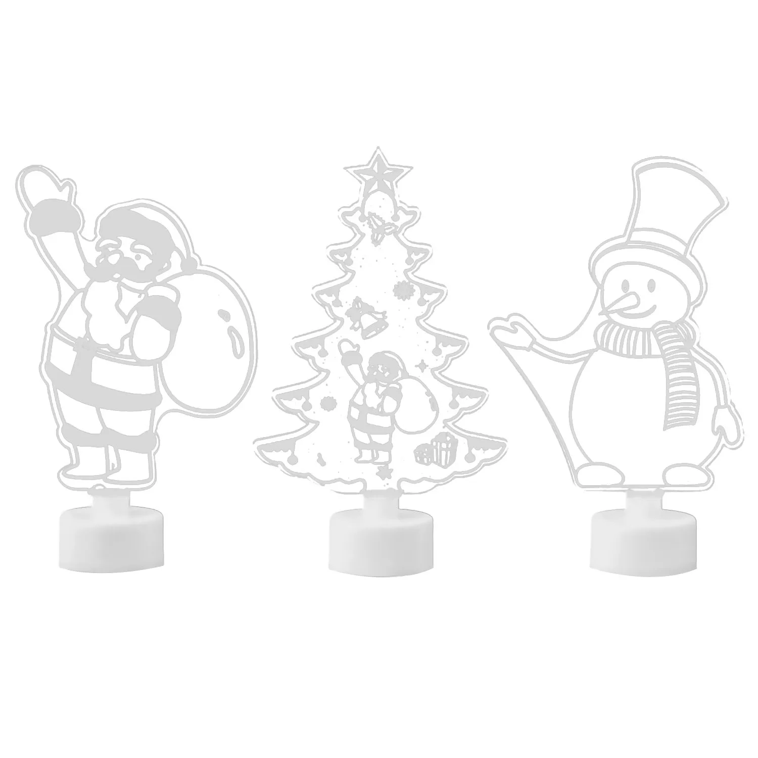 Behogar 3 шт. Рождественский ночной Светильник Рождественская елка Санта Клаус