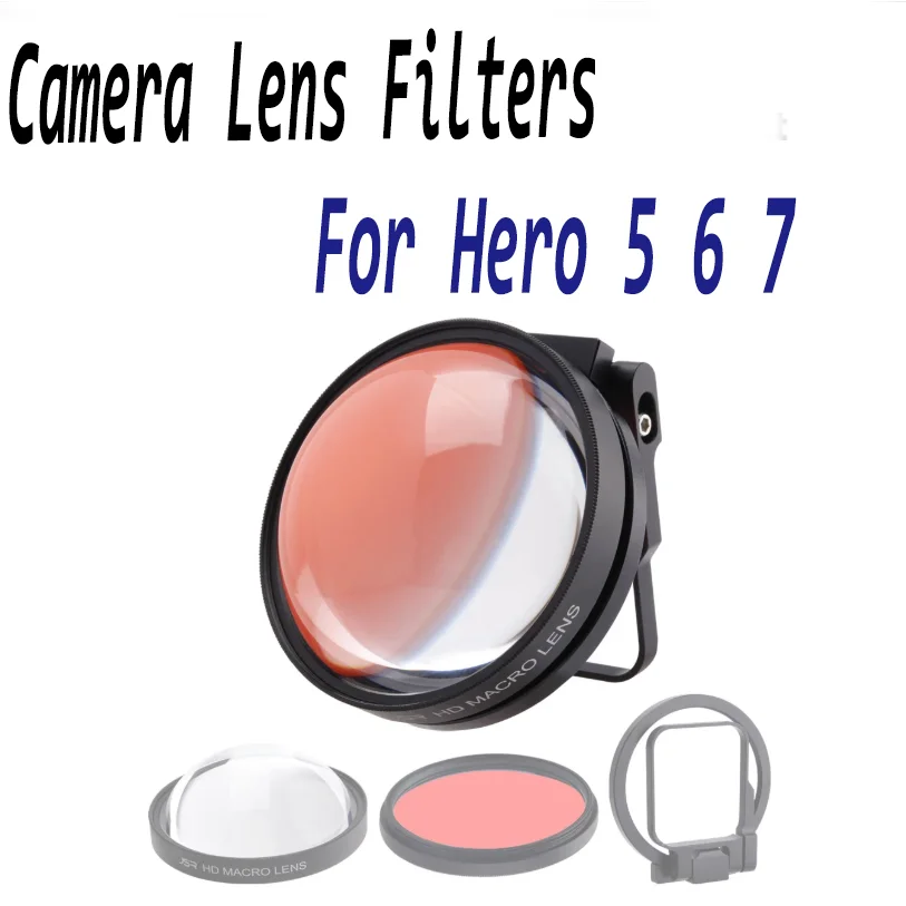 

CAENBOO Action Camera Lens Filters Go Pro Hero 5 6 7 Super Macro 24X Close Up Red Diving Underwater For GoPro Hero5/6/2018 Black