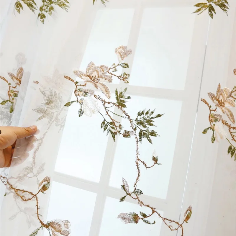 Цветочная занавеска кружевные дизайнерские листья для гостиной вышивка вуаль