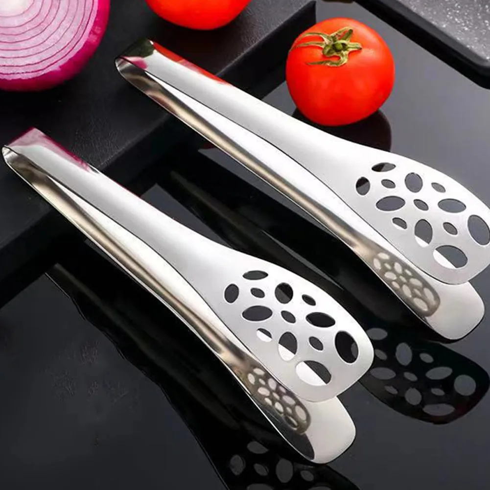 

1*Tongs Stainless Steel Fried Fish Clip Steak Clip Hollowed Out Food Clip Kitchen Bread Clip Baking Barbecue Clip