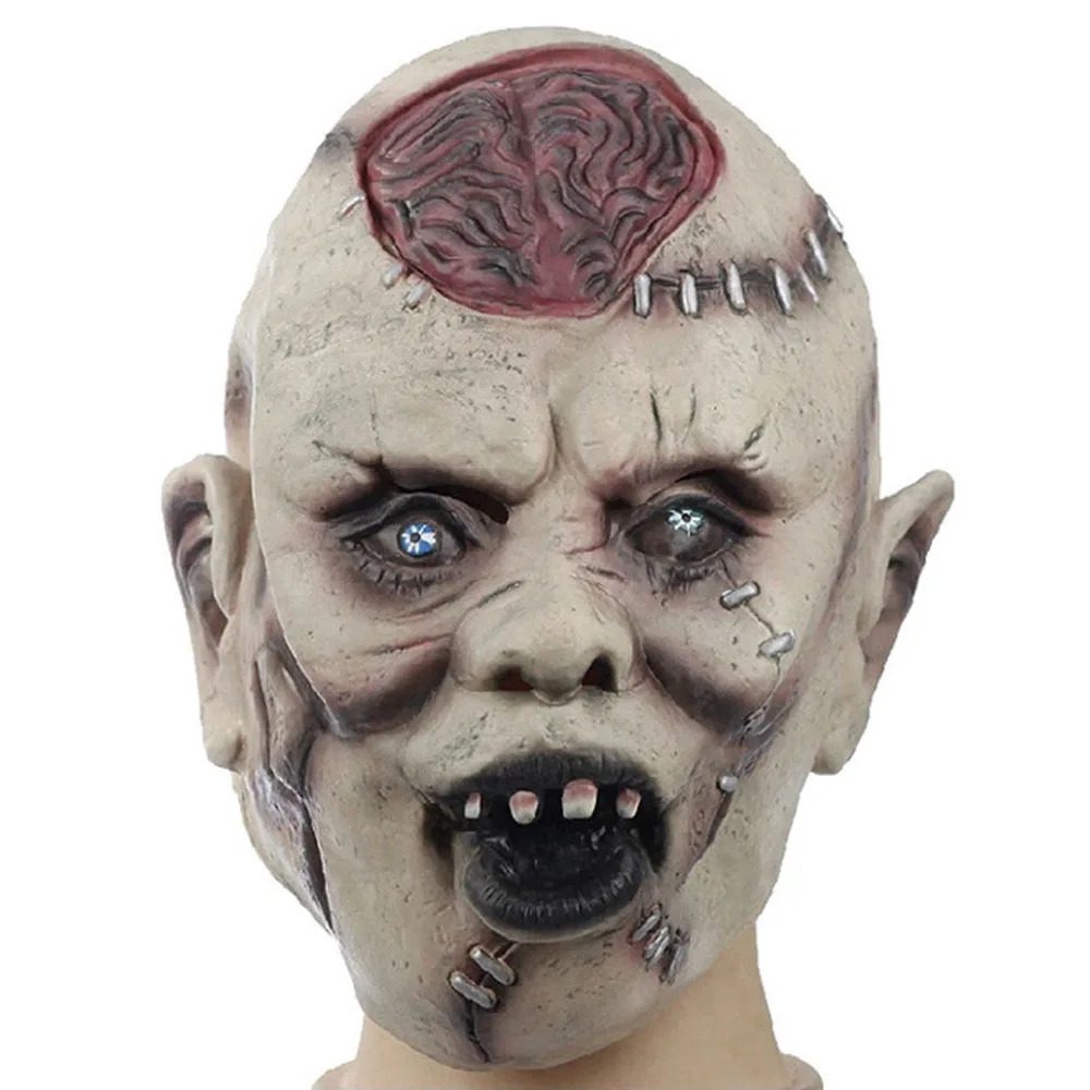 

Halloween Latex Mask Skull Horror Grimace Masks Teasing People Prank Latex Headgear Blasting Brain Mask