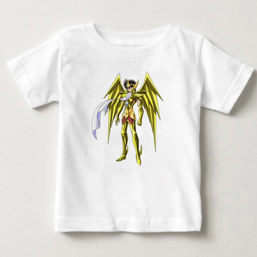 

2020 Children T Shirt Gold Saint Seiya Anime Funny Printed T Shirt Men Short Sleeve T-shirts With Cartoon Boy Summer TShirt