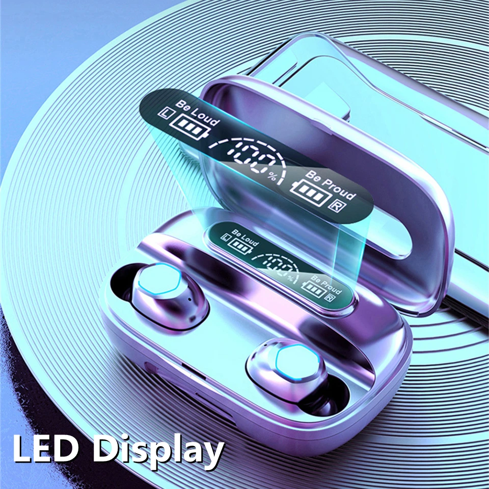 TWS Bluetooth 5 2 наушники с зарядным устройством беспроводные 9D стерео спортивные