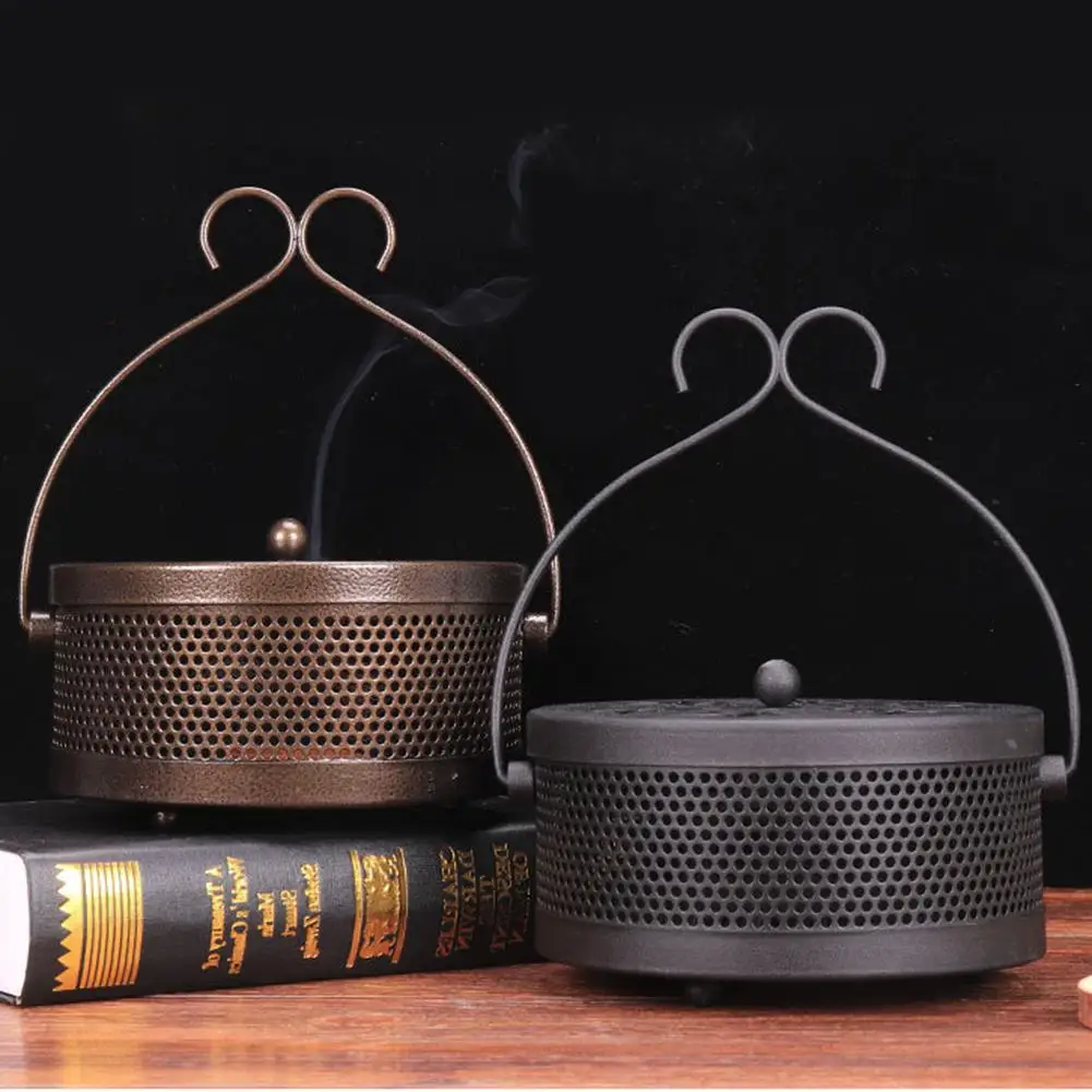 

Vintage Iron Aromatherapy Mosquito-repellent Incense Burner Safe Fire Prevention Coil Tray Box For Home Office Pest Control 40a