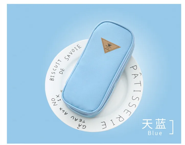 light blue Корейский стиль, яркий цвет, короткий холщовый пенал, чехол многофункциональные Канцтовары, органайзер для хранения, сумка, школьные принадлежности, Escolar Papelaria - Цвет: light blue