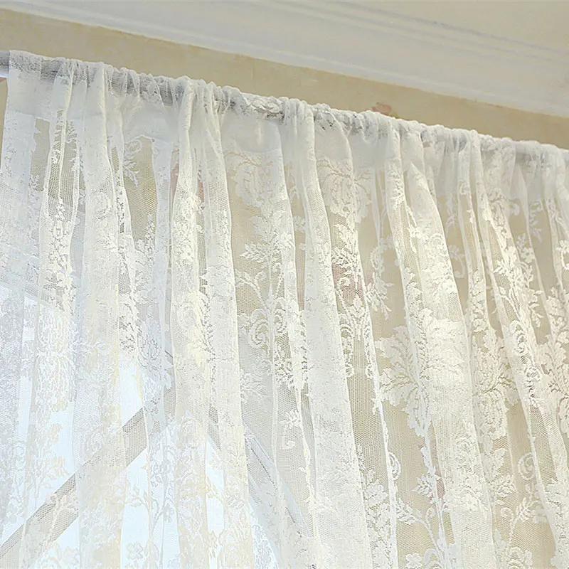 Белые кружевные тюлевые шторы для спальни цветочных окон в европейском стиле