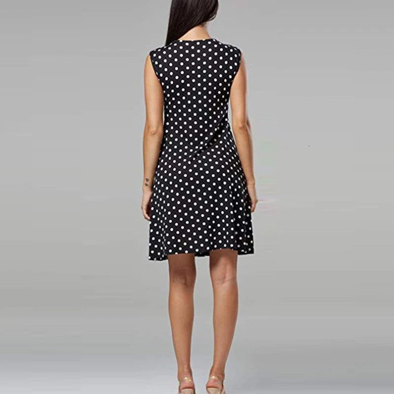 Летнее платье без рукавов для грудного вскармливания в горошек беременных с