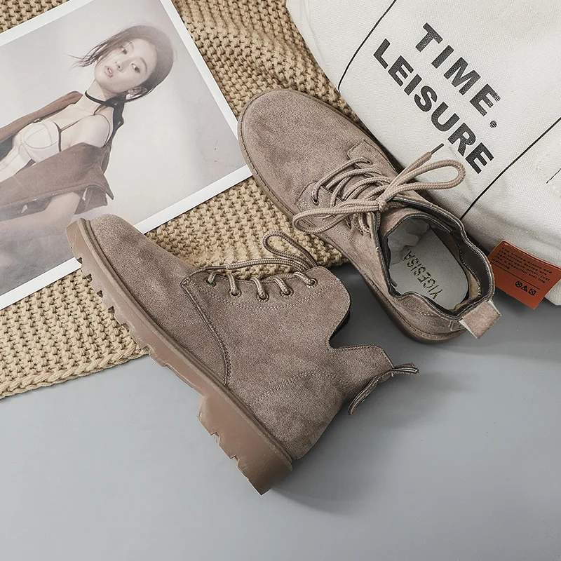 Женские ботильоны в стиле ретро Johnature однотонные ботинки на платформе со