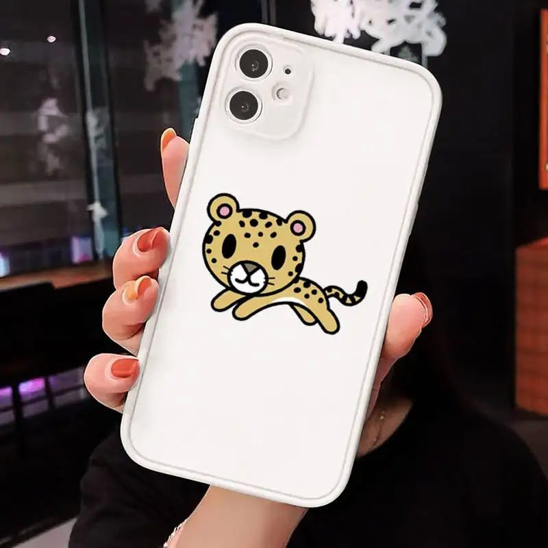 

Leopard cartoon cute lovely funny Phone Cases Matte Transparent for iPhone 7 8 11 12 s mini pro X XS XR MAX Plus cover funda