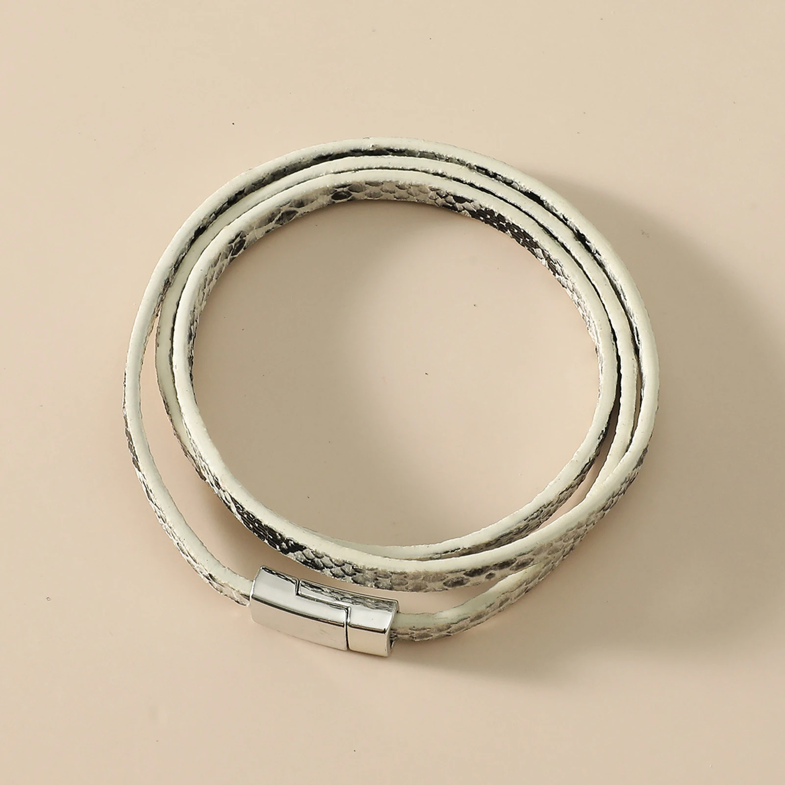 Женский топ многослойная под змеиную кожу браслет из искусственной кожи Модные