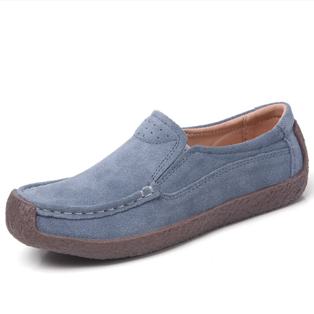 Размера плюс 42 женская обувь из натуральной кожи Женские слипоны на плоской