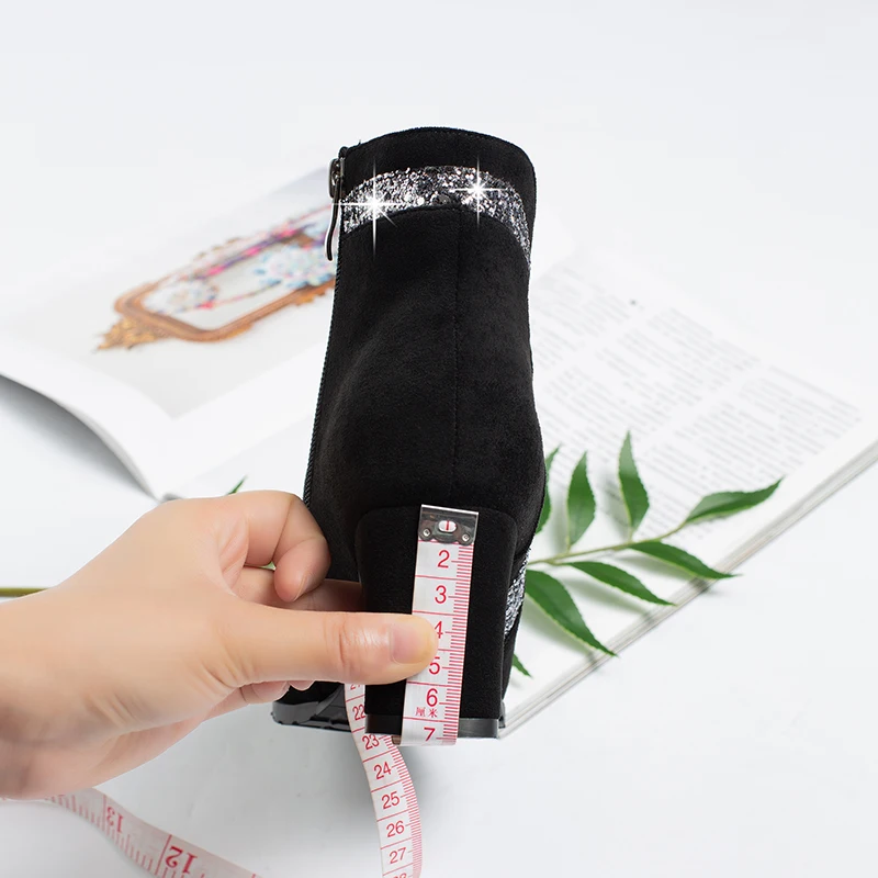 Осенняя обувь Женские ботильоны Замшевые черные ботинки Челси Женская