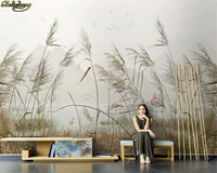 beibehang custom 3d wallpaper mural nordic style reed plants hand painted wallpaper home decoration wall papers home decor