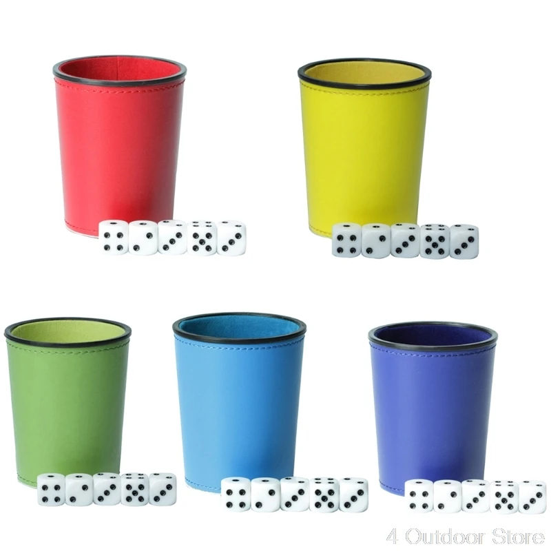 

Leather PU Dice Cup Party Board Game Bar KTV Entertainment Dice Box with Dices S25 20 Dropshipping