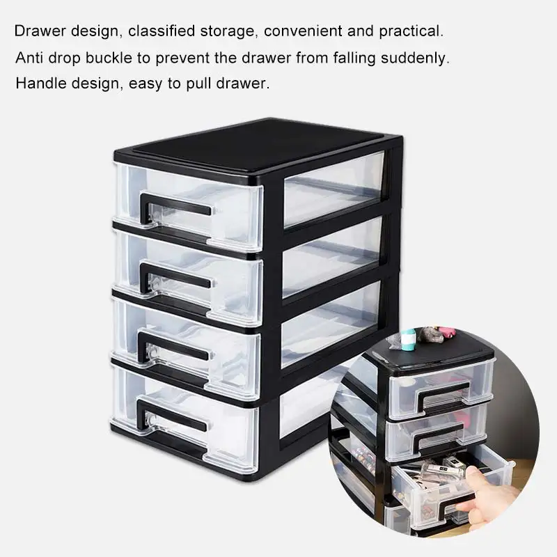 4-layer Transparent Desktop Drawer Storage Box Mini Cosmetic Cabinet Organizer Sundries Holder Home Office |
