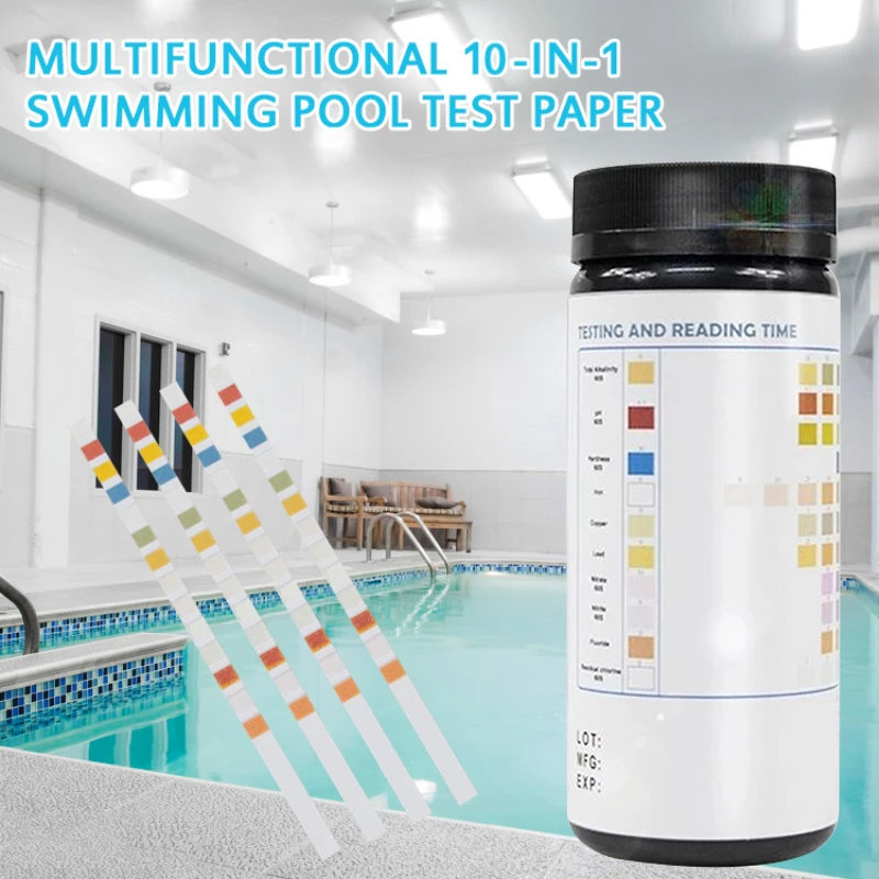 Новый 100 шт. плавательный бассейн Тесты полоски 10 в 1 PH er Бумага хлора Dip питьевой
