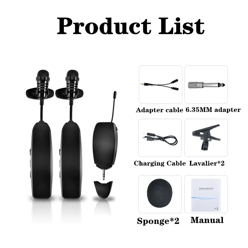

UHF Wireless Microphone Condenser Receiver Lavalier Mobile Phone Recording Live Streaming for DSLR Camera PC Mixer Interview