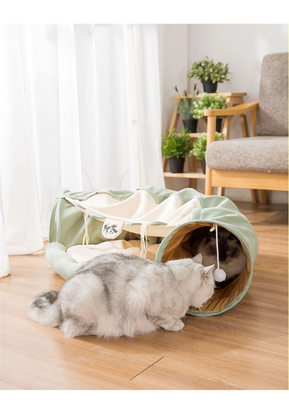 Забавная кошка кровать-туннель складной кринкл Pet палатка котенок щенок хорьки кролик интерактивные игрушки 2 отверстия туннель Pet кошка гнездо