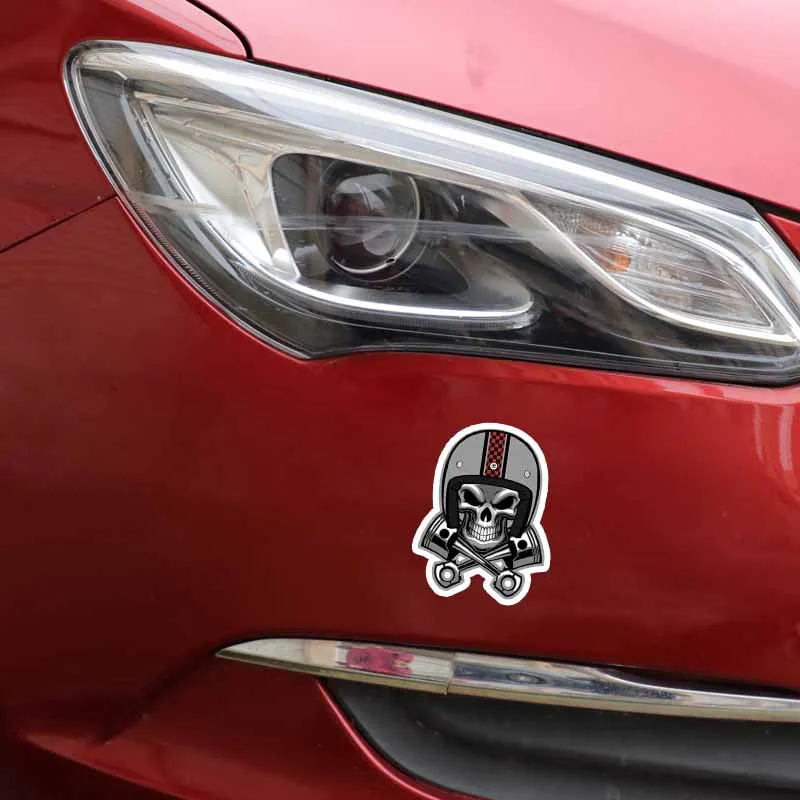 

Funny Car Sticker Cafe Racer Skull Pistons Motorcycle Accessories PVC 13cm X 10cm Cover Scratches Waterproof Decal