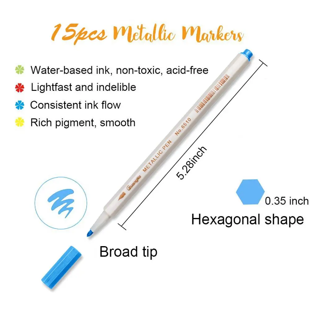 

Metallic Marker Pens for Glass Paint 20,30 Colours Rock Painting Stone DIY Card Making Plastic Pottery Wood Metal Surface