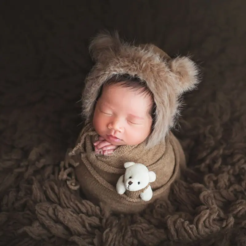 

Newborn Photography Props Blanket Baby Cotton Stretchable Swaddle Wrap Photo Shooting Accessories