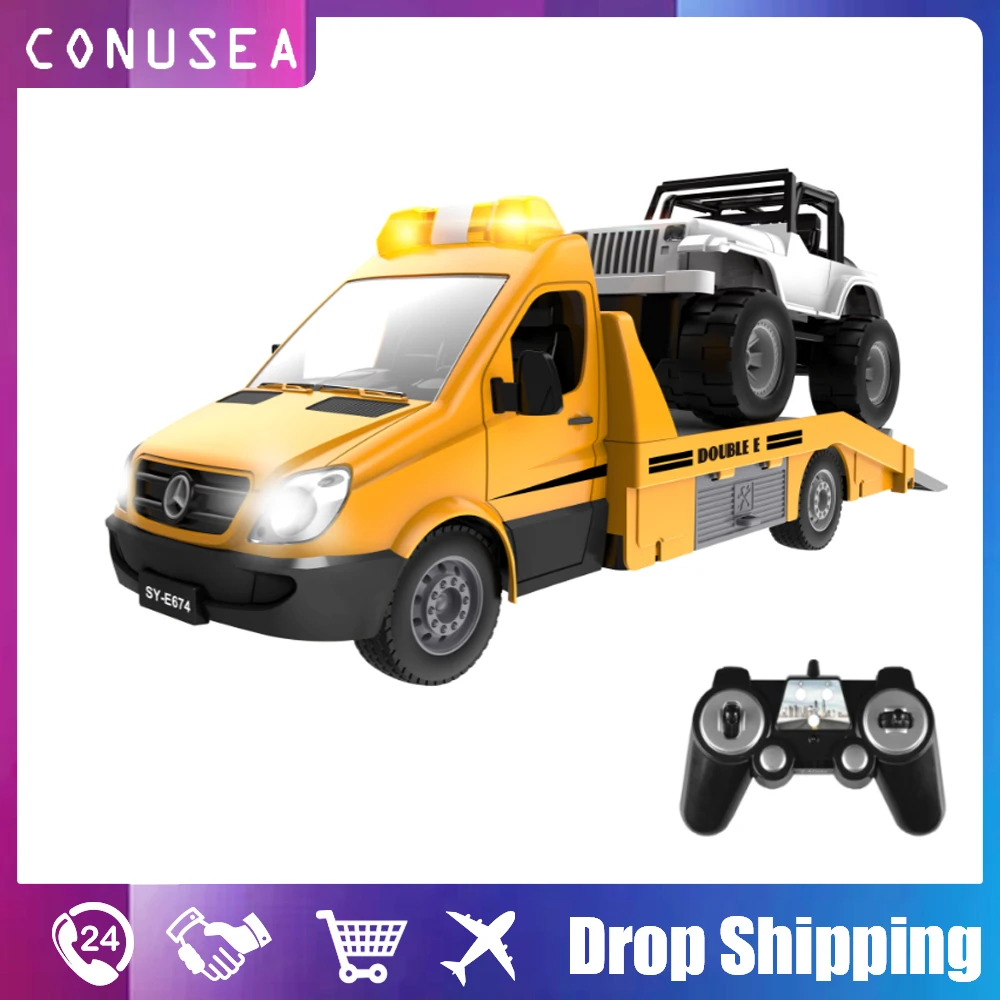 

Double E E674 1/18 RC TRUCK Radio Controlled Car Tractor Traffic Police Road Wrecker construction vehicle trailer toy boy kids
