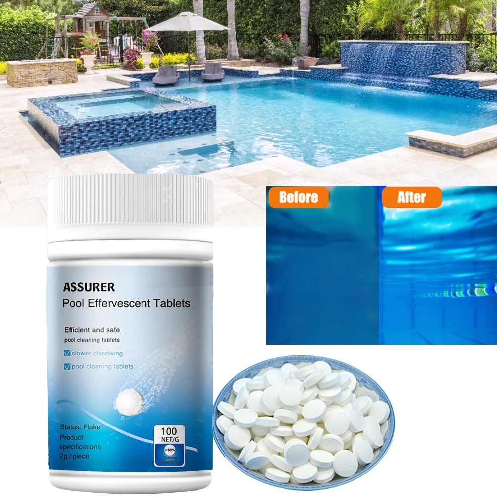 

50x Swimming Pool Cleaning Tablets Purify Water Disinfect Chlorine Pills Instant Effervescent Foaming Pool Cleaning Accessories