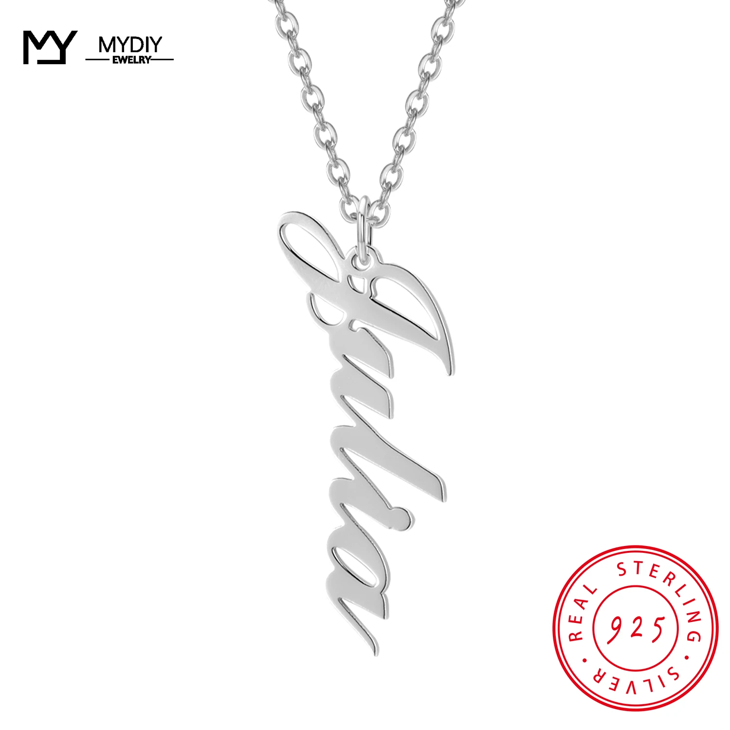 

Customized 925 Stering Silver Name Necklace Personalized Letter Choker Necklace Pendant Nameplate Gift MYDIY New Trend Jewelry