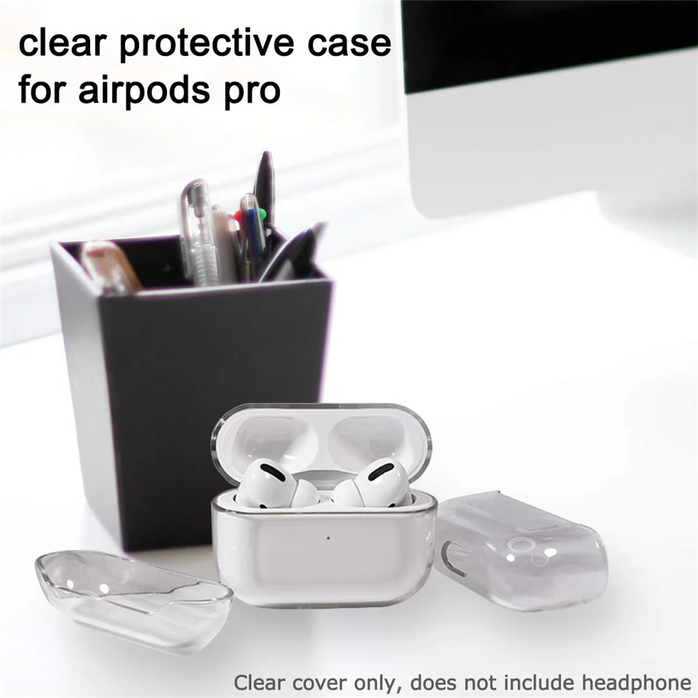 Чехол защитный чехол для Apple AirPods pro 2019 Прозрачный ударопрочный с полным покрытием