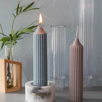 vertical stripe tip long rod candle mold spiral shape cylinder acrylic aromatherapy candle mold for wedding dinner candle making