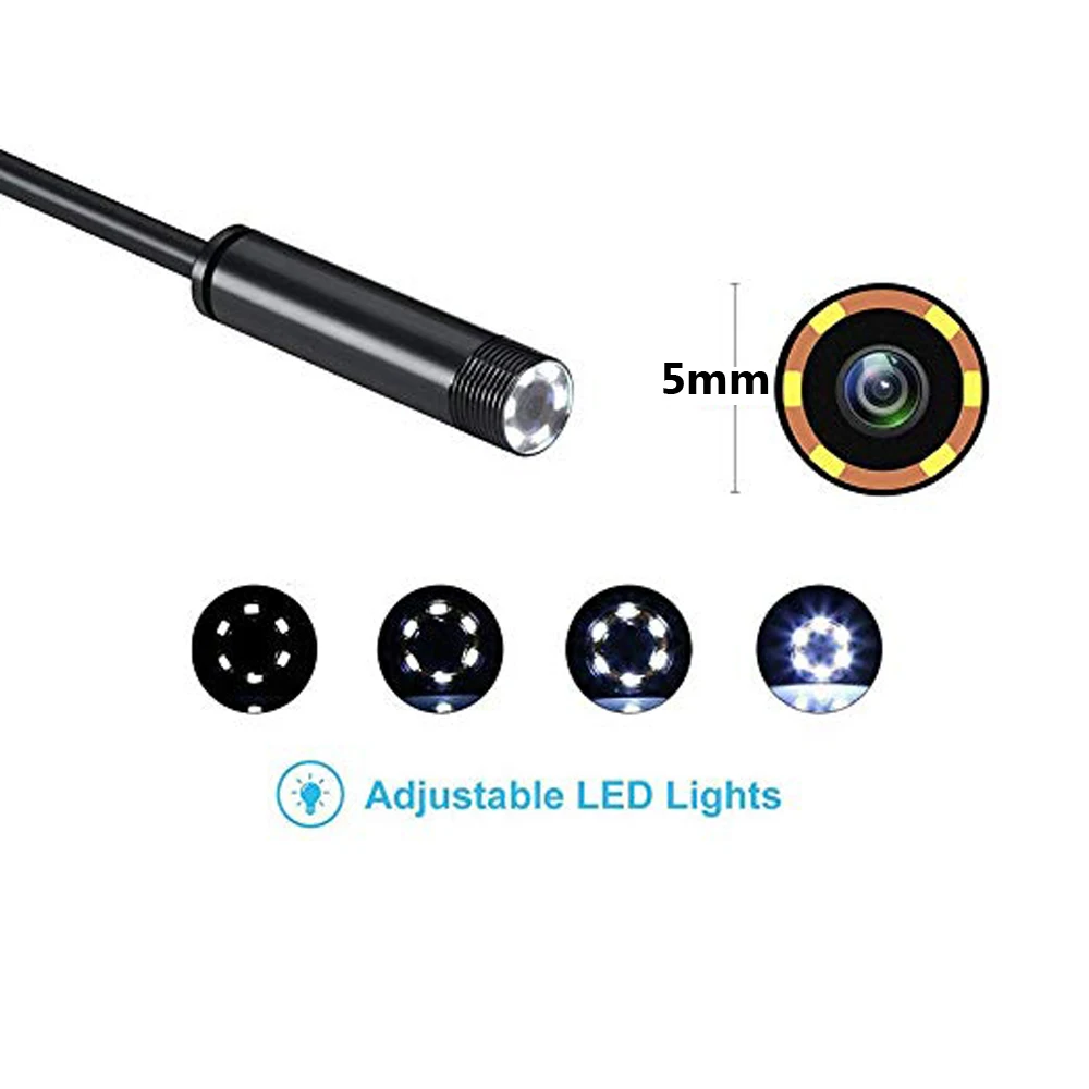 

2 in 1 endoscope 5 m cable 5.5 mm 6 LED lens IP67 waterproof handheld detection endoscope for Android mobile phone PC tablet