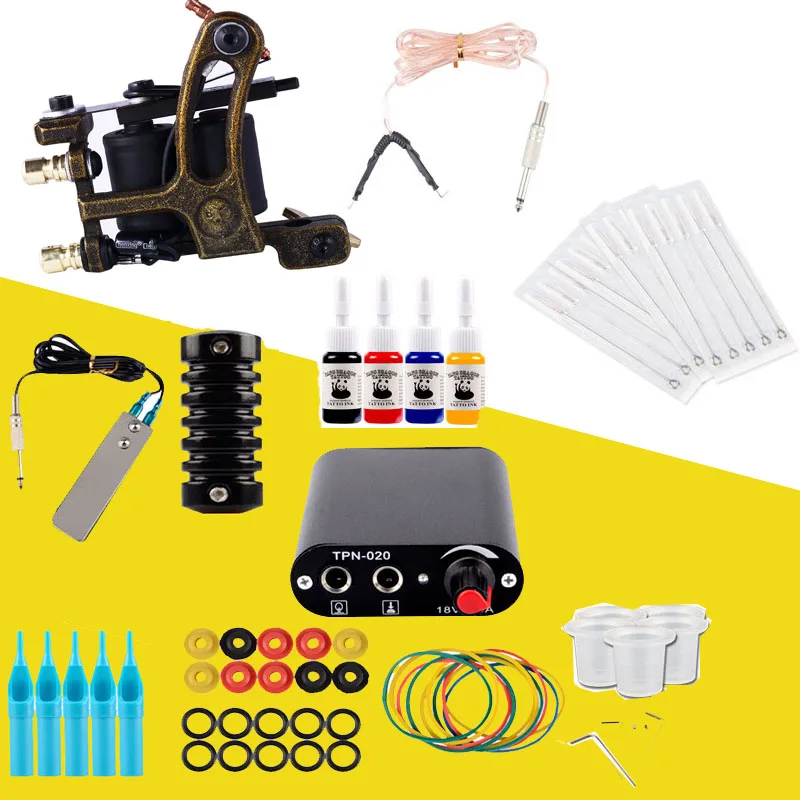 Набор для перманентного тату-машинки 1 катушка пистолеты 4 цвета пигментные