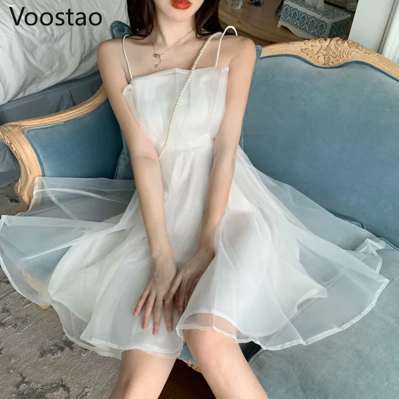 Новое летнее женское Короткое платье в французском стиле Сетчатое феи на тонких