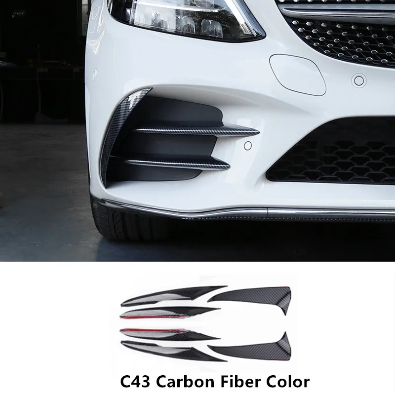 C43 Автомобильный Стайлинг передний бампер накладка на Противотуманные фары планки спойлер лоскут декоративное крыло отделка 6 шт. для Mercedes Benz C Class W205 - Название цвета: C43