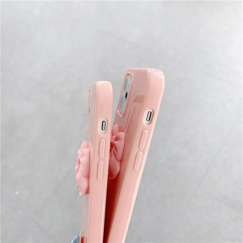 

3D Cute Bow Girl Phone Case for Iphone 11 Pro Max 12 X XR XS 7 8 Plus SE 2020 Lovely Pink Cover for Iphone 11 Coque Gift