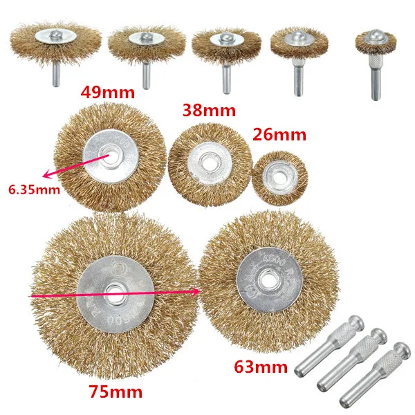 8pcs wheel brushes 10 шт./компл. 22 мм Проволока из нержавеющей стали колеса кисть, дремель для вращающихся инструментов для мини-дрели Dremel полировки Dremel аксессуары - Цвет: 8pcs wheel brushes