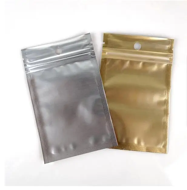 

Multi-size 100pcs Metallic Mylar ziplock bags flat bottom gold Aluminum foil small zip lock plastic bags gold Jewelry pouch bags