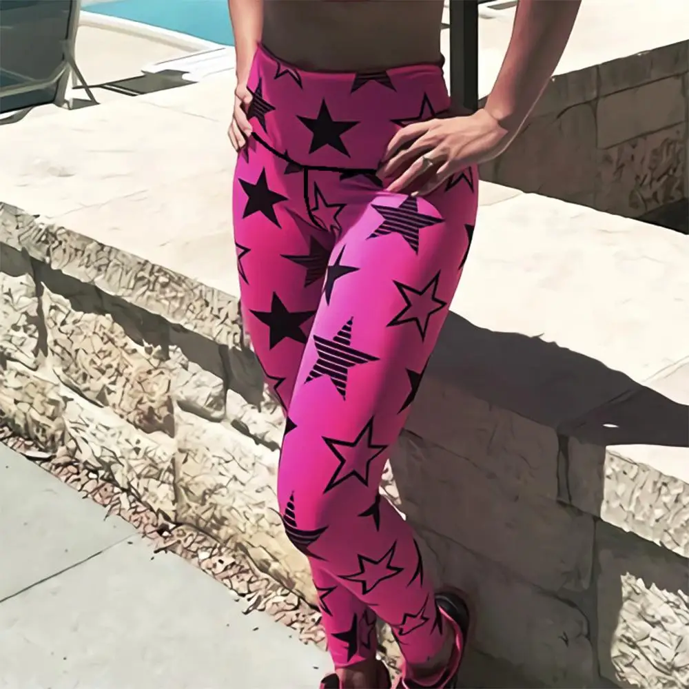 

Star Pattern Printing Elastic Force Fitness Women Polyester Fashion Leggings Workout New Style Skinny Ladies Sporting Leggings