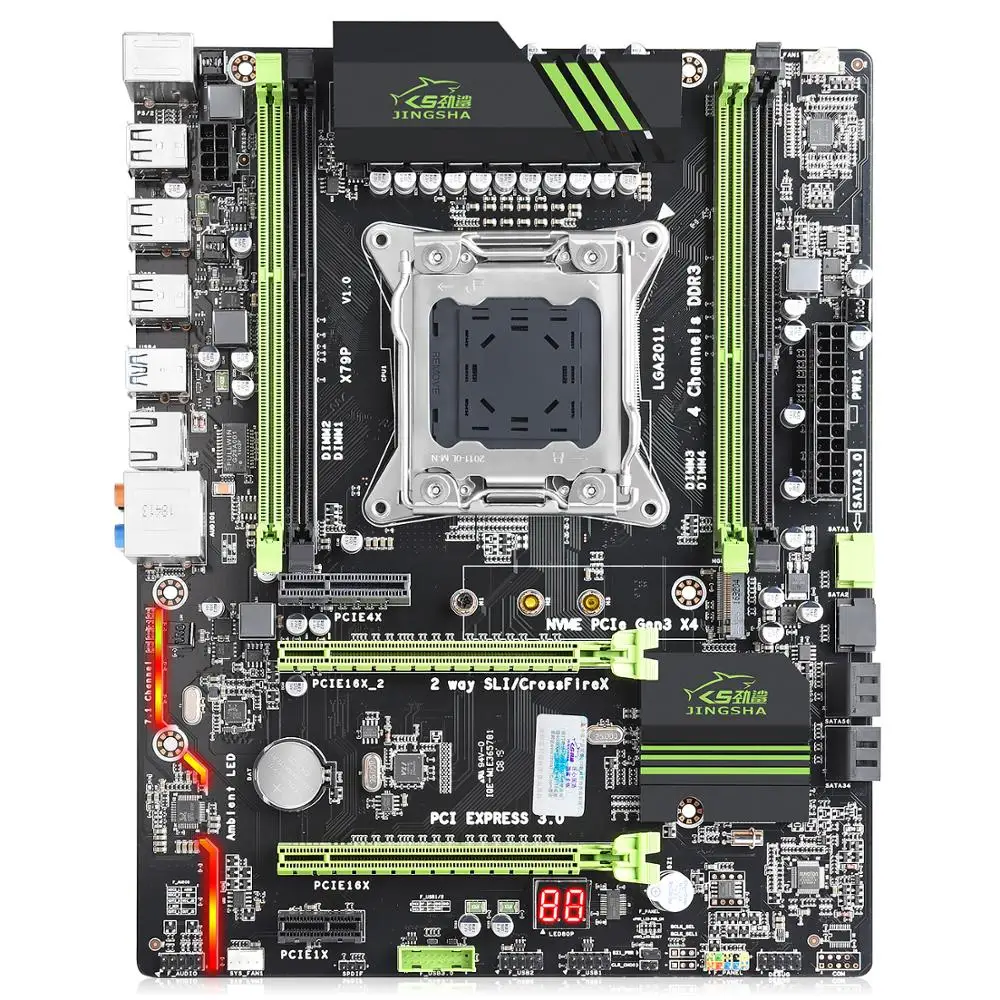 Материнская плата Jinsha X79P ATX поддерживает AMD Crossfire PCIE x16 CPU E5 E5V2 2697V2 2680V2 LGA2011 M.2 SSD