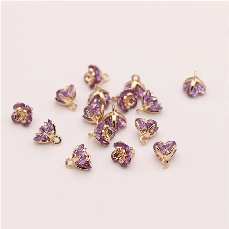 

7mm Zircon osmanthus Blossom Flower charms KC gold Four floral DIY Jewelry accessories for women Sweet OSMANTHUS CHARM L-3LPD-2D