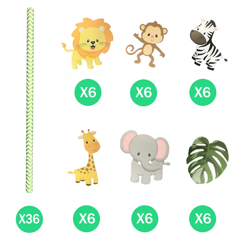 36 шт. украшения для дня рождения Детские Джунгли животных окружающей среды