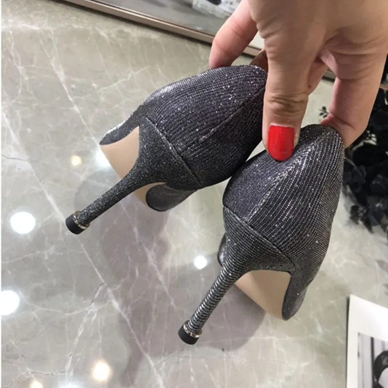Sequined Rhinestones High Heels Shoes Woman Pumps 2023 Shiny Material Crystal Diamond Sexy Party Shoes Fashion Women Shoes Pump