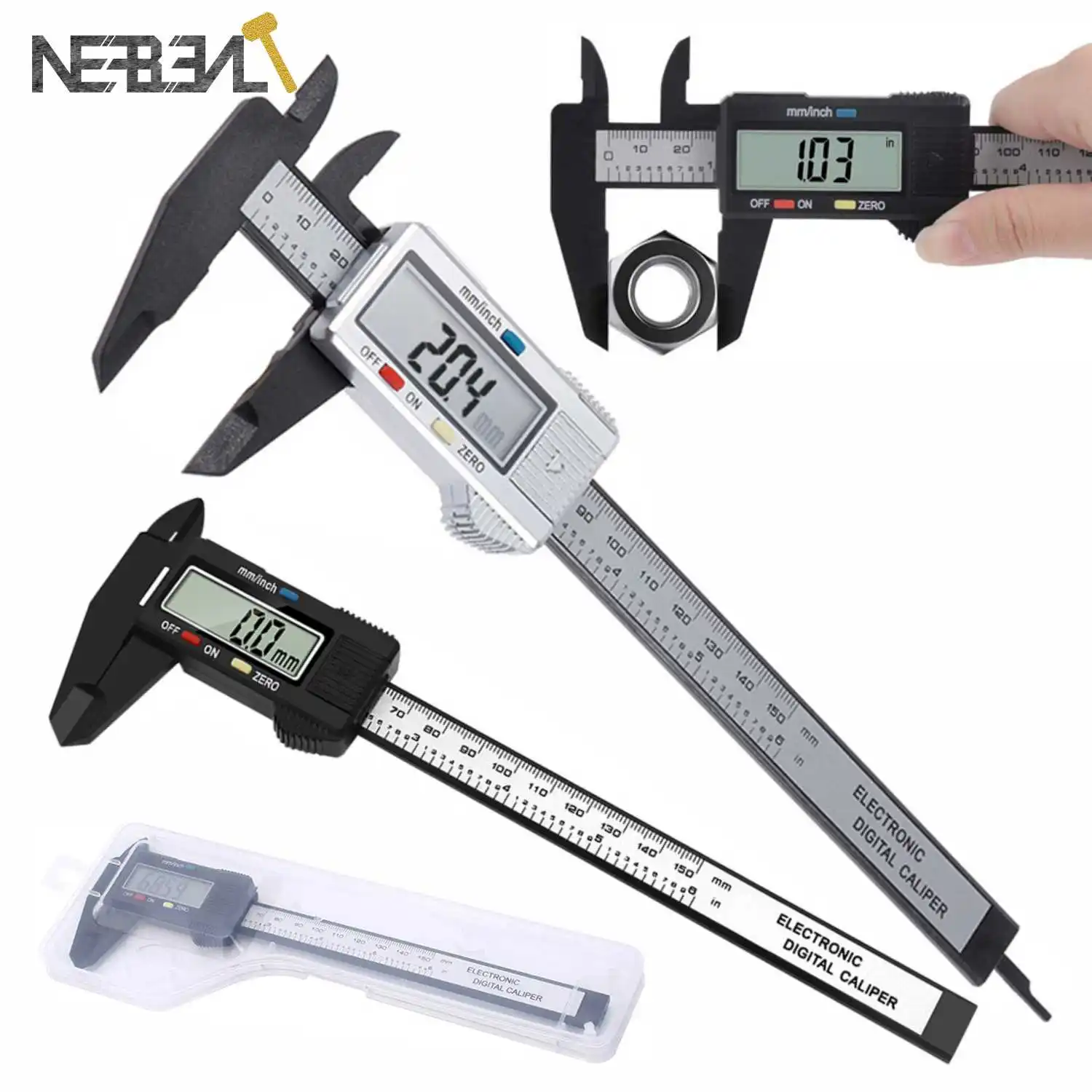 

Электронные цифровые Штангенциркули с нониусом, измерение 150 мм, 6 дюймов, ЖК-дисплей