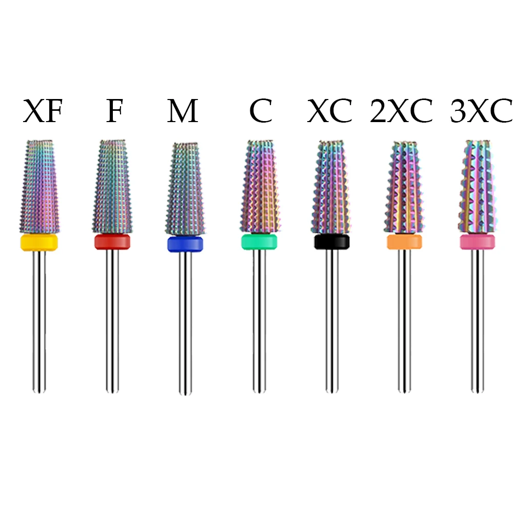 Фиолетовый 5 в 1 конические карбидные сверла для ногтей фрезерные головки