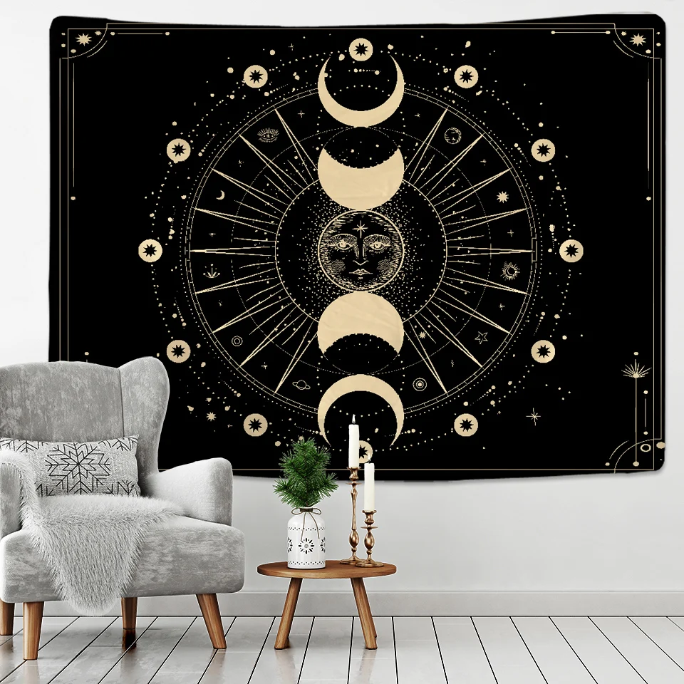 

Wall Hanging Gobelin Moon hippie Tapestry Beach Throw Camping Traveling Yoga Rug Paisley Mandala Indian boho decor tapestry