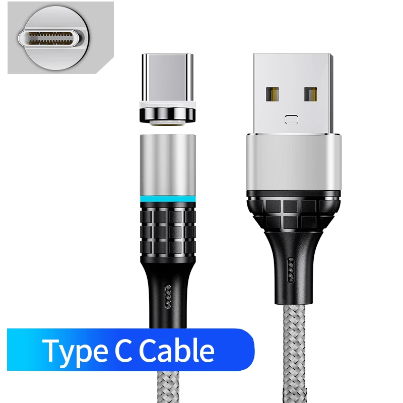 For Type c Sliver Udyr Магнитный кабель Micro usb type C зарядный кабель для samsung iPhone 7 6 зарядное устройство быстрый Магнитный кабель USB C Шнур адаптер для проводов - Цвет: For Type c Sliver