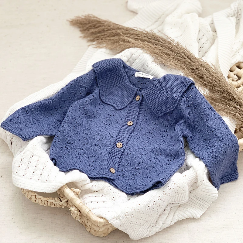 Кардиган для новорожденных Осень Детское пальто зимние вязаные свитера девочек