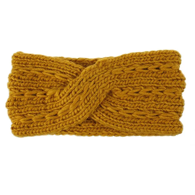 2 hair band Boho вязаная головная повязка для женщин девочек тюрбан повязки Крест крючком Лук украшения для волос твердый стрейч заколка-Твистер громоздкий вязаный головной убор аксессуары для волос для леди дропшиппинг подар - Цвет: 2 hair band